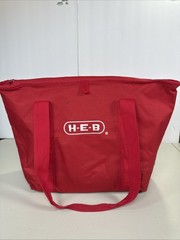 HEB Insulated Canvas Reusable Freezer Cooler Shopping Bag With Zipper