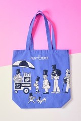 The New Yorker Tote Bag Lot of 2 Canvas Graphic Tomi Um Blue Beige