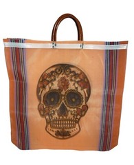 2x Skulls Mexican Mesh Tote Bag Day of the Dead Bolsa De Maya Dia De Los Muertos