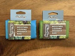 2 ChicoBag Reusable Moisture Locking Produce Bag . One Blue One Green