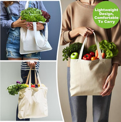 Canvas Tote Bag – 4 PCS Cotton Canvas Reusable Grocery Shopping Blank Tote Bag w