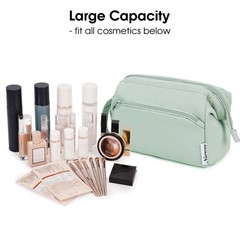 Narwey Wide-open Makeup Bag Women Girls, Travel Toiletry for Mint Green