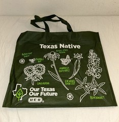 HEB Our Texas Our Future Reusable Shopping Bag Green Texas Native Flowers Tote