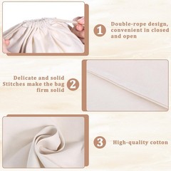 10pcs X-Large Reusable Cotton Drawstring Bags, 12×16 Inches Multipurpose Canv…