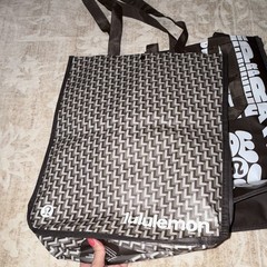 lululemon Lot of 4 Reusable Shopping Bag Totes Multicolor Graphic Print