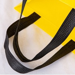 Foldable Shopping Tote Bag Reusable Non-Woven Fabric Yellow Black Red 24x23x14cm