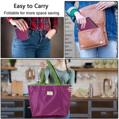 Reusable Grocery Large Foldable Shopping Bag with Pocket Extra Wide Handle, P…