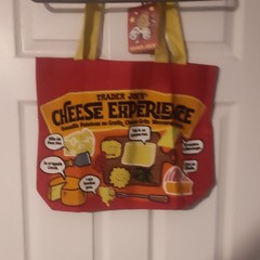Trader Joe’s Cheese Adventures Canvas Reusable Tote Bag Red/Yellow Large 18in