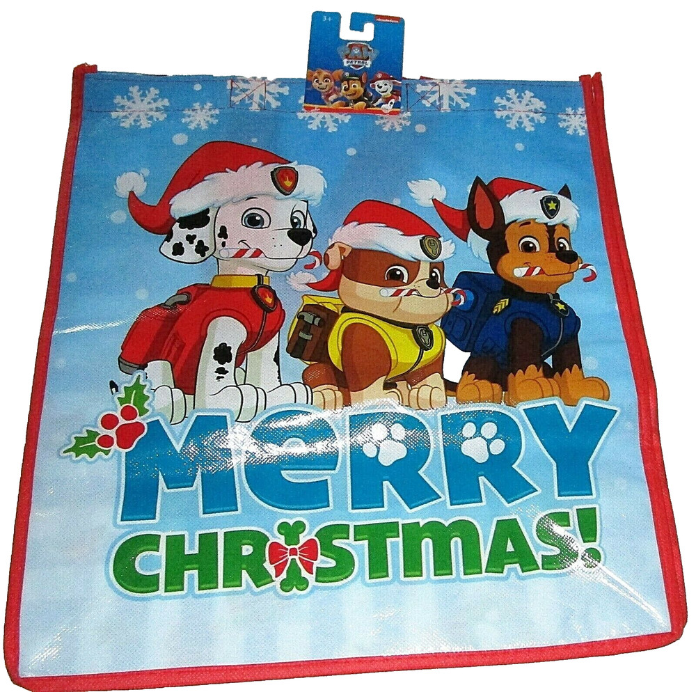 Nickelodeon CHRISTMAS Reusable Tote Bag PAW PATROL/MERRY CHRISTMAS 13″X15″X7″