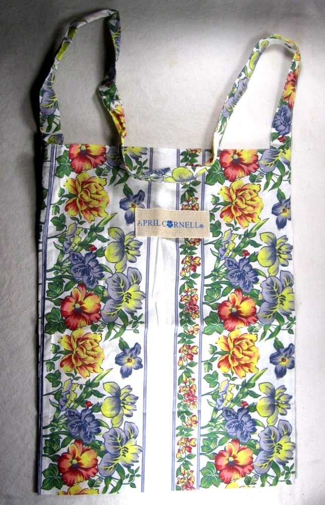 APRIL CORNELL SHOPPING LAUNDRY TOTE BAG SACK Floral 18″x 13 1/2″ 100% Cotton