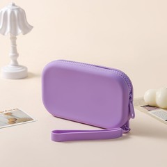 HHQQWZ Portable Silicone Makeup Bag for Women, Small Travel Waterproof Purple