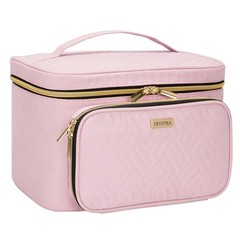 TBTOTRA Travel Makeup Bag with Jewelry Organizer, Large Single-Layer, Pink
