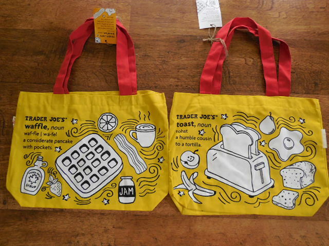 New 2 Trader Joe’s Reusable Shopping Bag Breakfast Waffle Toast Milk