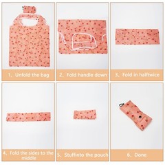 6 Pack Reusable Grocery Bags Foldable Shopping Tote with Pouch and Hook