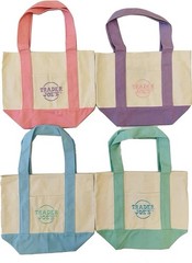 Trader Joe’s Mini Pastel Canvas Foldable Tote Bags Colorblock Set of 4