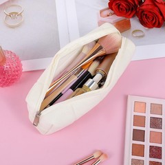 JJUNW Small Plush Pencil Pouch, Case Travel Makeup Bag White