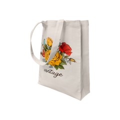 12″L x 15″H Reusable Canvas Grocery Bag Shopping Roses Tote Bag Flower Carrier