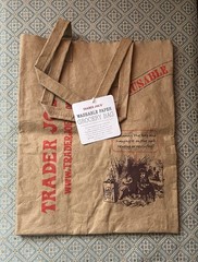 Trader Joe’s Washable Paper Reusable Shopping Bag Brown Red Medium Foldable