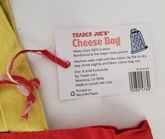 Trader Joe’s Bag Reusable Canvas NEW Cheese Adventures shopping Heavy DutyLarge