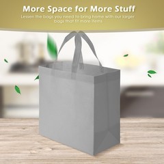 Reusable Tote Bags 50 Pack Non Woven Grey Grocery Shopping Handbag Bulk