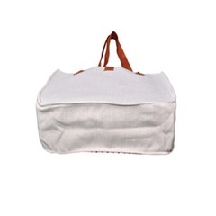 Jute Cotton Ladies Shopping & Travel Bag with Artificial Leather handle