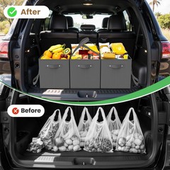 Reusable Grocery Bags 3 Pack – Collapsible Tote Shopping Bags with Sturdy Han…
