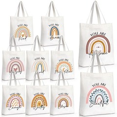 10 Pcs Thank You Gifts: Canvas Tote Bags with Zipper, Inspirational Quotes, T…