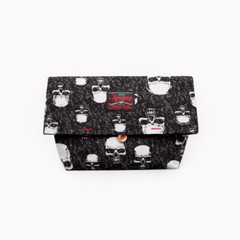 Kravitz Krabag Cotton Eco Zipper Clutch Bag Skulls Pattern Black Grey CH2-5323