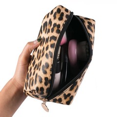 FITINI Leopard Makeup Bag 3 Pack Travel Toiletry Portable Brown Leopards
