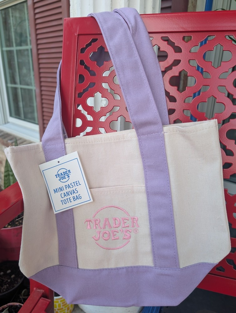 TRADER JOE’S ~ Mini Pastel Canvas Tote Bag { PURPLE }