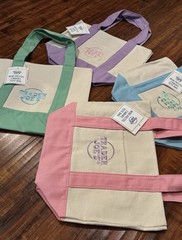 Trader Joe’s Mini Pastel Canvas Tote Bags Set of 4 (Pink, Lavender, Green, Blue)