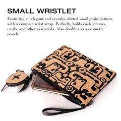 daaiurbags Wristlet Pouch Set 2-Piece for Women,Natural Cork Multicolor