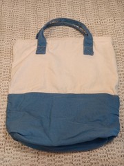 Martha Stewart Living Tote Bag Blue Beige Canvas Reusable Shopping Eco Friendly