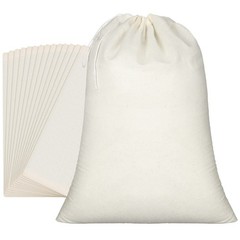 15 PCS Muslin Bags, 15×22, Large Cloth Drawstring, Cotton Reusable Grocery