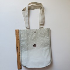 Lot Of 8 Lululemon Shopping Bags Snap Close Red White Black Print Reusable Tote