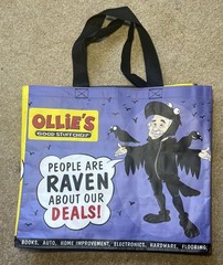 Ollies Good Stuff Cheap Reusable Shopping Tote Black Raven New