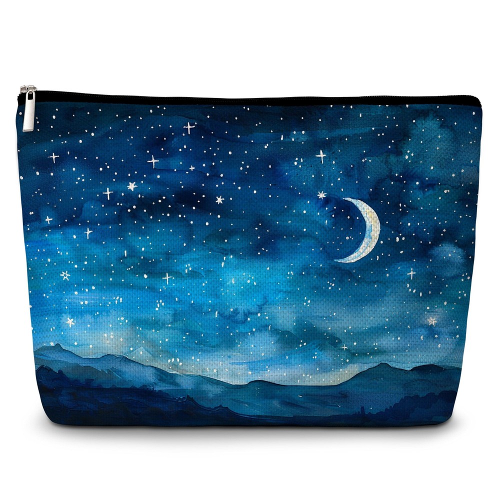 GREOXG Night Starry Sky Makeup Bag, Small Travel Cosmetic Bag with blue
