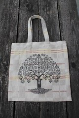 Linen with cotton shopping bag Reusable bag Printed bag Sustainable bag