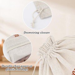 2 Pack Reusable Linen Bread Storage Bags with 15×12 inches, 2 patterns