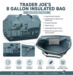 Trader Joe’s 8 Gallons Reusable Bag Cooler Large Insulated Tote Dusty Blue NWT