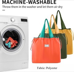 Spacious Lightweight Washable Water-Repellent Portable 2 Pack Foldable Tote Bags