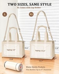 Canvas Tote Bag for Women, Lar Shoulder Bag with Lap partment &