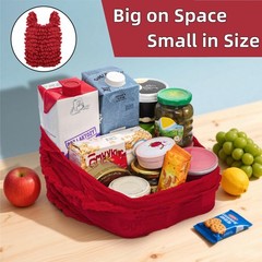 6 Pieces Magic Stretch Bags, Large Capacity Pleated Expandable Shopping Bags,…