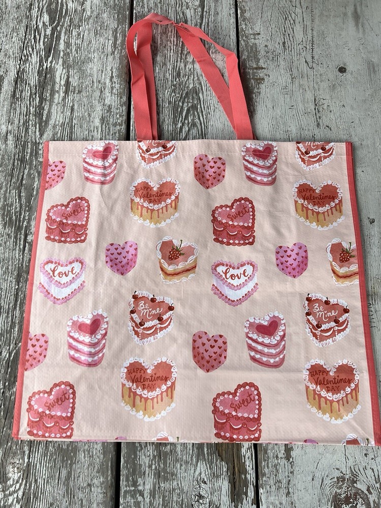 NEW Shopping Gift Bag VALENTINES 💌 DAY SWEETS CAKE 🍰 Reusable Big Tote