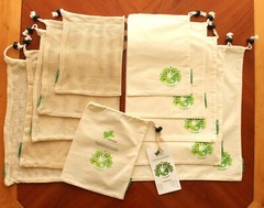 Mesh & Cotton Produce 11 Grocery Bags Organic Go Green 8X10-15X17 Drawstring NEW
