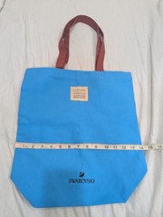Swarovski Reusable Tote Bag Blue Beige Red Graphic Print 15x14x4 in
