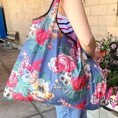 Large Flamingo Tropical Flowers Tote Bag Reusable Eco Friendly Foldable 44lbs