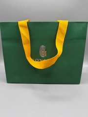 AUTHENTIC GOYARD PARIS SMALL PAPER SHOPPING GIFT BAG GREEN YELLOW HANDLES
