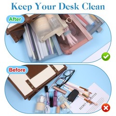 4 Pcs Mesh Makeup Brush Bag, Nylon 20x9x4 cm, Morandi Blue, Pink, Gray, Khaki