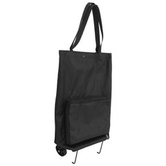 Foldable Wheeled Grocery Bag with Pull Strap Lightweight Oxford Fabric Tote